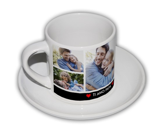 tazzina di caffè con grafica collage