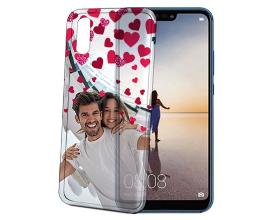 Cover trasparente Huawei P20 Glitter hearts