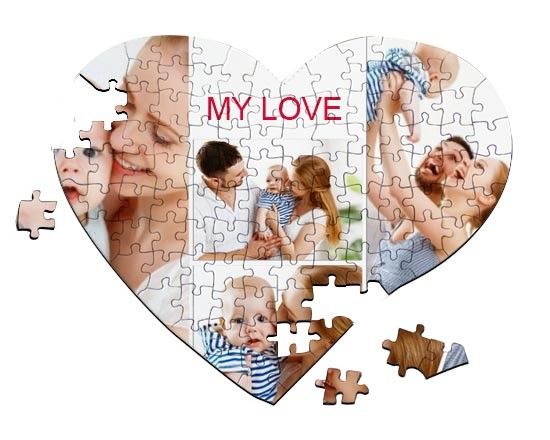 Puzzle a cuore personalizzato con collage