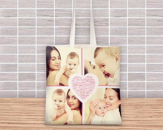 Borsa shopping con collage di foto