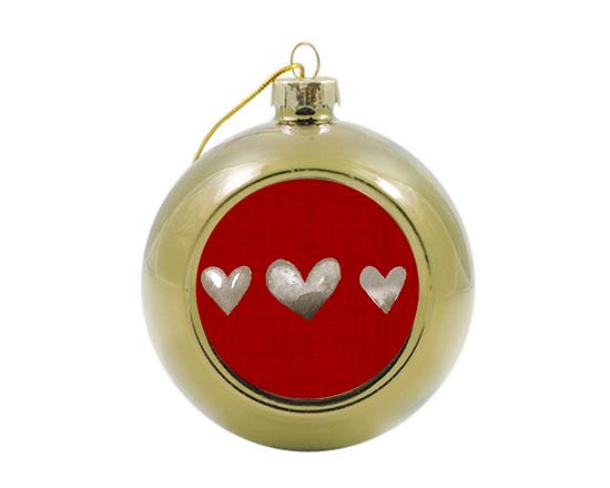 Palla di Natale in vetro colorato Three hearts