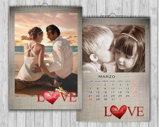Elegante calendario in formato A4 con sfondo texture lino