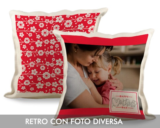Cuscino in juta con fiorellini bianchi