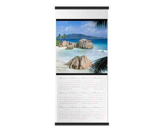 Calendario nel formato 30x70 dalla grafica bianca
