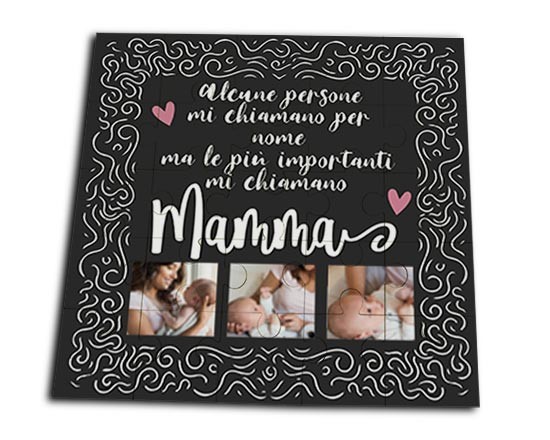 Puzzle quadrato masonite con grafica nera