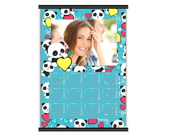 Calendario A3 pagina singola Lovely panda