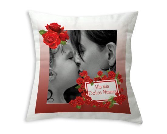 Cuscino personalizzato con grafica rose rosse