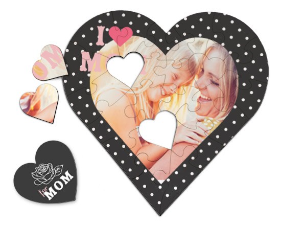 Puzzle a cuore in legno Love mum