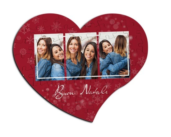 Puzzle in masonite grafica collage rossa