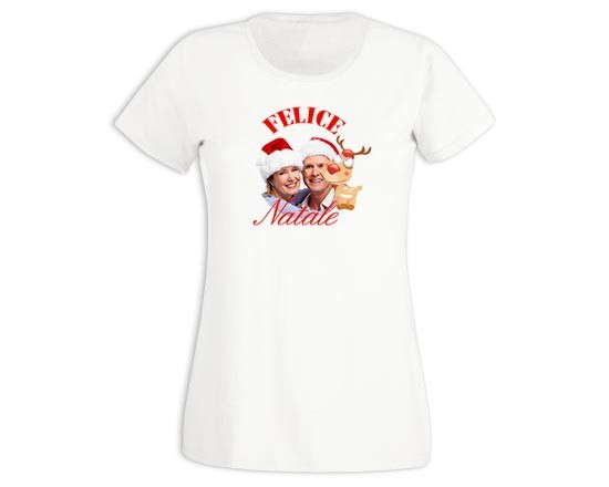 T-shirt donna in cotone Felice Natale