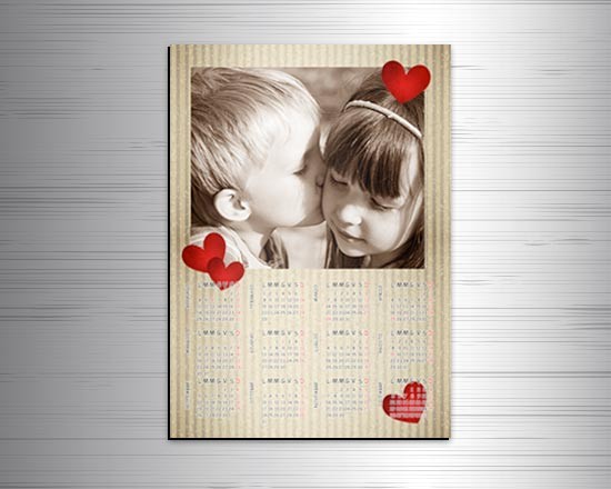 Calendario magnetico A3 Love Hearts