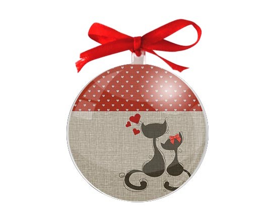 Palla di Natale tonda Cats in love