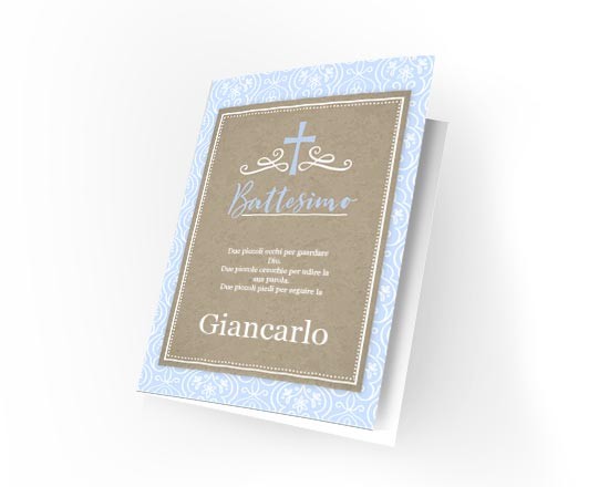 Bigliettino augurale con grafica celeste