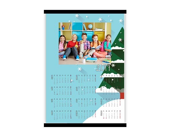 Calendario A3 pagina singola Natale blu