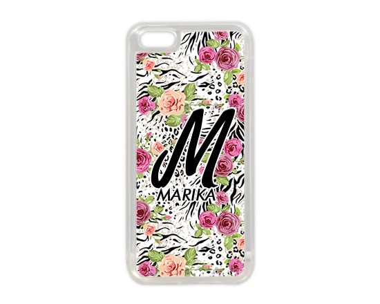 Cover Silicone iPhone 5C Zebrato con fiori