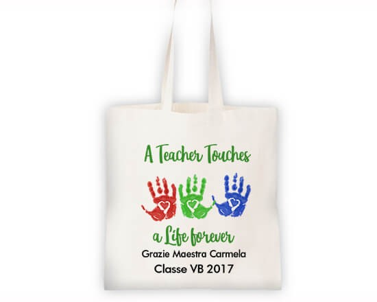 Borsa shopping con impronte colorate