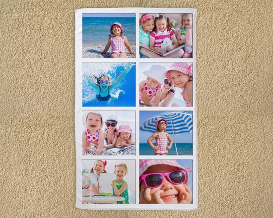 telo mare con grafica collage