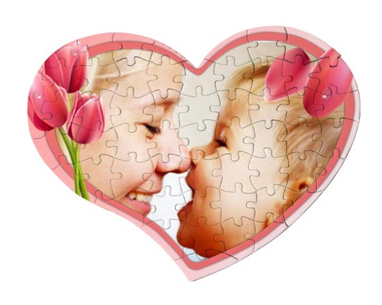 Crea un bellissimo puzzle magnetico a forma di cuore personalizzato con foto