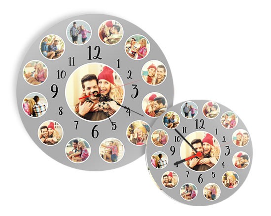 Orologio rotondo con stampa collage