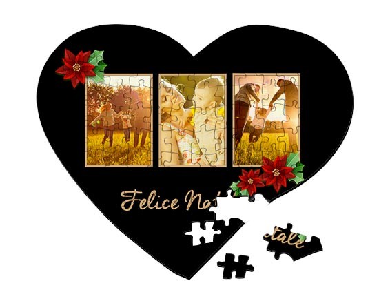 Il collage natalizio per puzzle cuore A3
