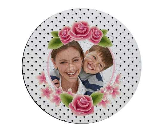 Fotopuzzle rotondo Rose con pois neri