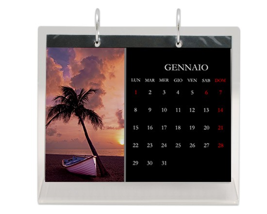 calendario in plexiglass con grafica nera