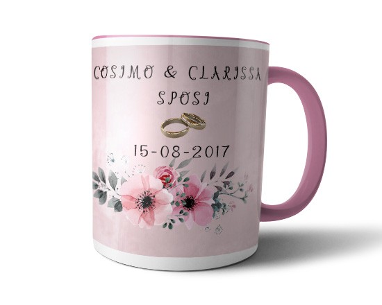 Tazza panoramica con fiori rosa
