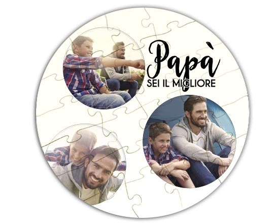 Puzzle legno rotondo Papà sei il migliore