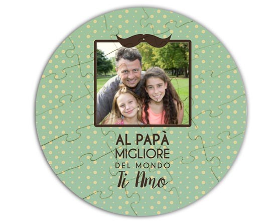 Puzzle legno rotondo Papà ti amo