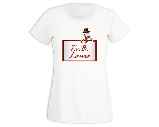T-shirt donna in cotone Pupazzo di neve