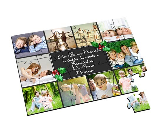 Il puzzle con collage nel colore nero
