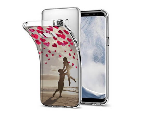 Cover Trasparente Galaxy S8 Plus Glitter hearts