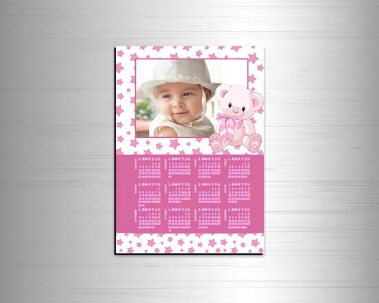 Calendario con stelle rosa o orsetto