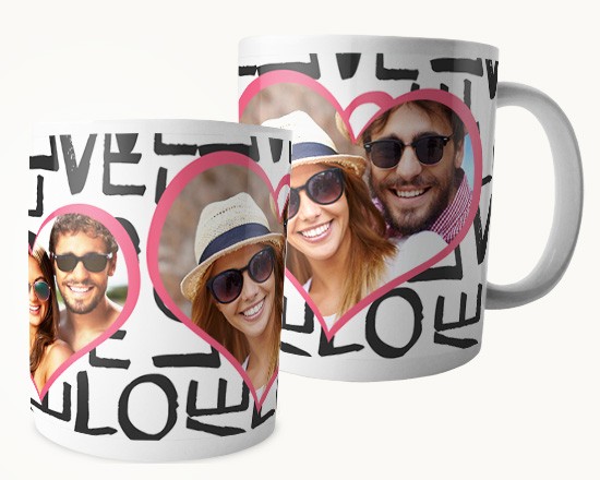 Scritte d'amore su tazza panoramica
