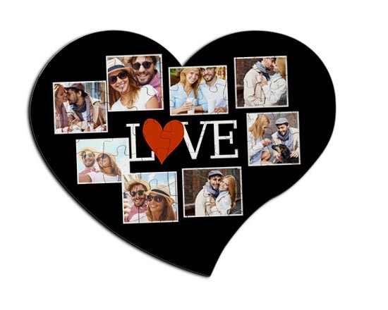 Foto puzzle cuore con grafica collage