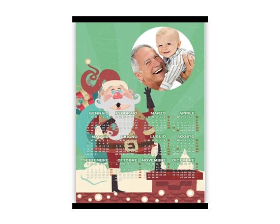 Calendario A3 pagina singola Babbo con camino