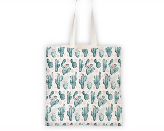 Borsa shopping con cactus verdi