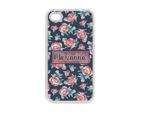 Cover in silicone iPhone 4-4s con grafica con rose