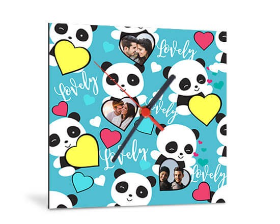 Grafica con panda su foto orologio