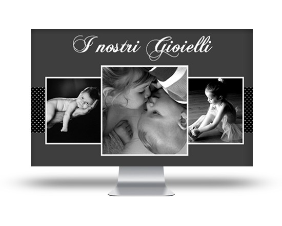 Un copri monitor con grafica collage nera