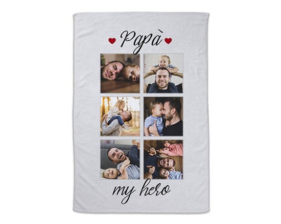 Coperta collage con cuori e scritta
