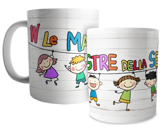 Tazza panoramica con bimbi disegnati
