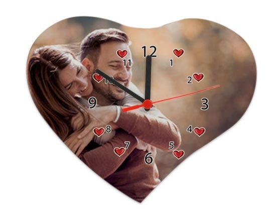 Orologio Cuore Legno 25x21 Quadrante cuori