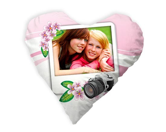 Cuscino cuore Elite con grafica macchina fotografica
