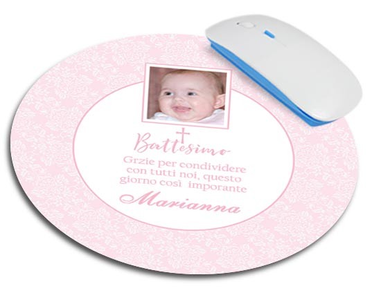 Tappetino mouse tondo Ghirigori rosa