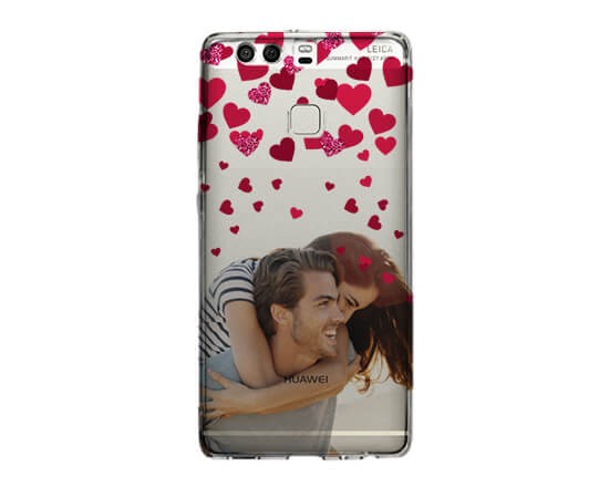 Cover trasparente Huawei P9 Glitter hearts