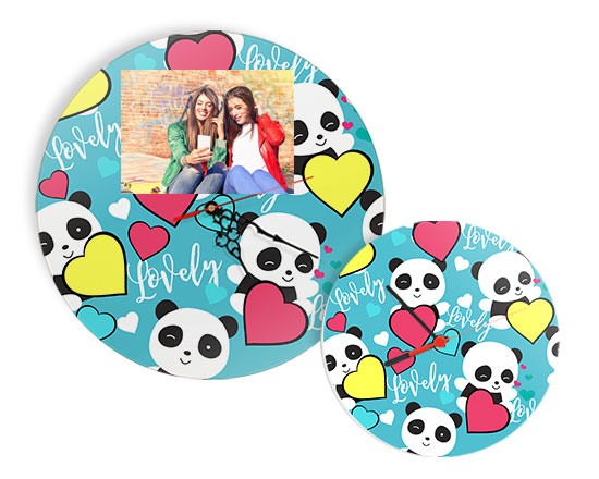 Orologio con foto in legno con panda