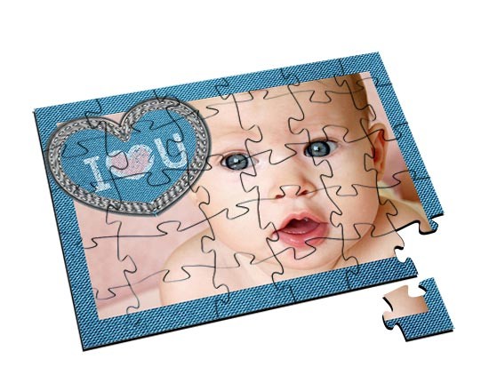 Puzzle in legno small con grafica jeans