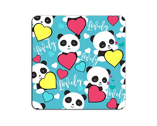 Calamita quadrata con grafica con panda
