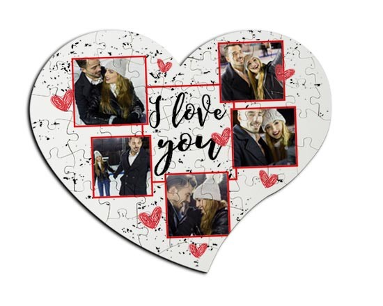 Puzzle A4 con grafica collage con cuori